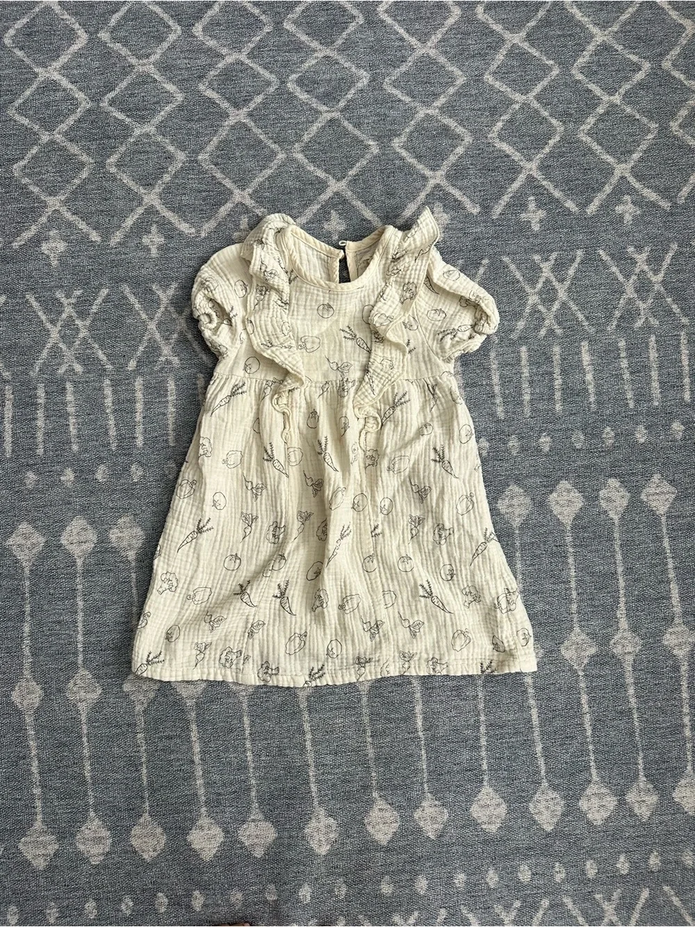 Grayson Collective Cream Vegetable-Print Dress Puff Sleeves 4T